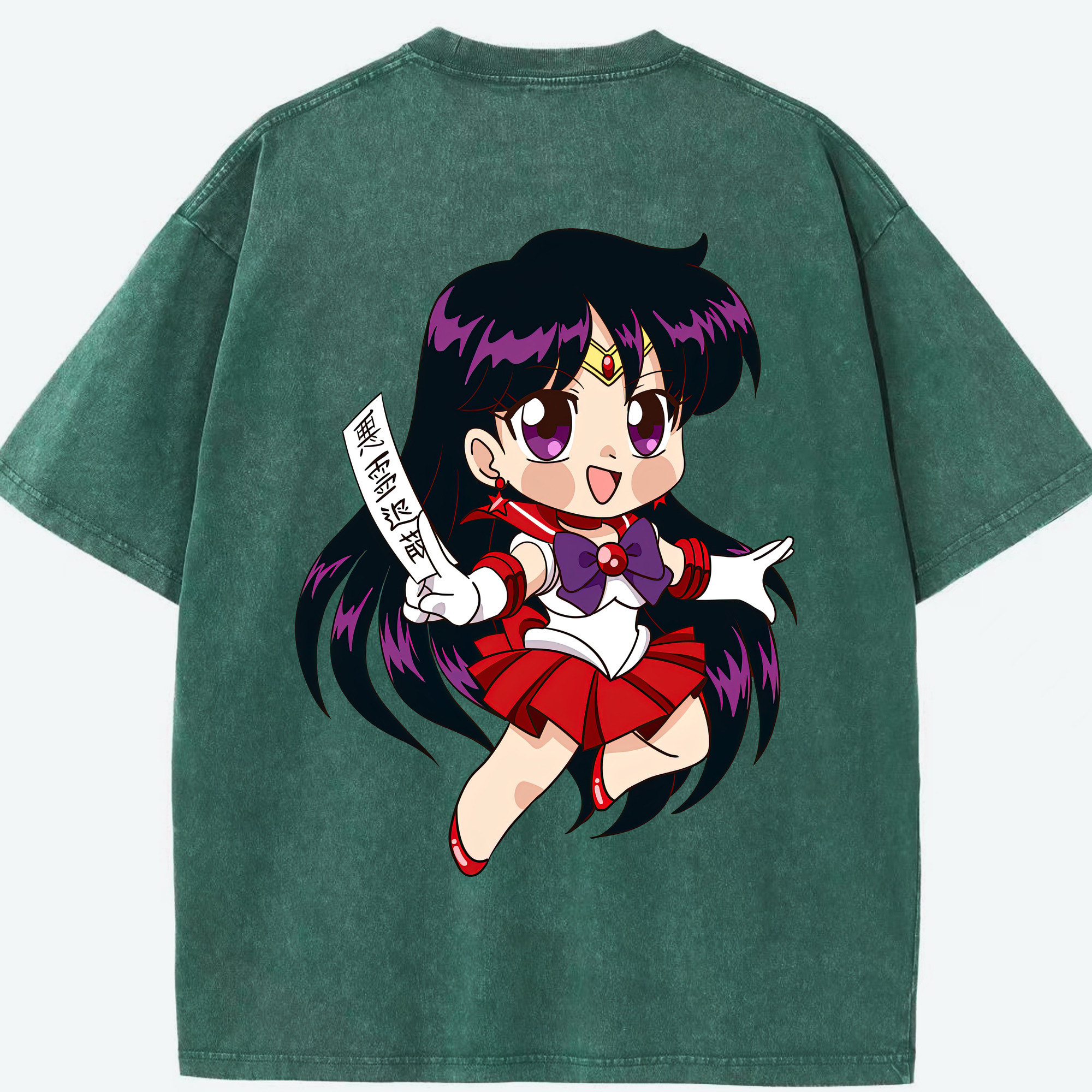 （画像用） 美少女戦士セーラームーン 火野レイ ひの レイ Sailor Moon Hino Rei （セーラーマーズ,Sailor Mars） 綿100% ヴィンテージ風 半袖Tシャツ（背面プリント）